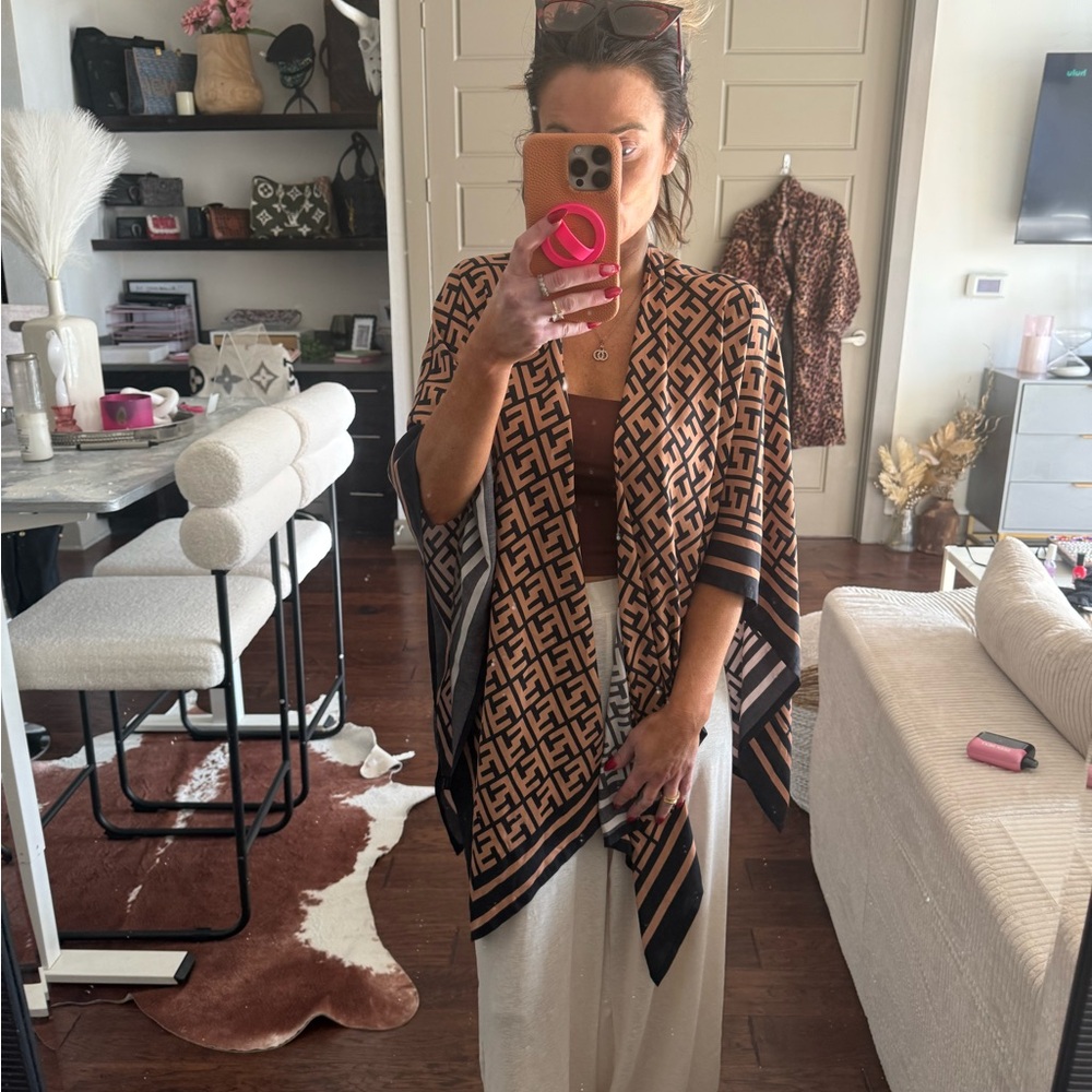 Designer Geometric Brown Cape